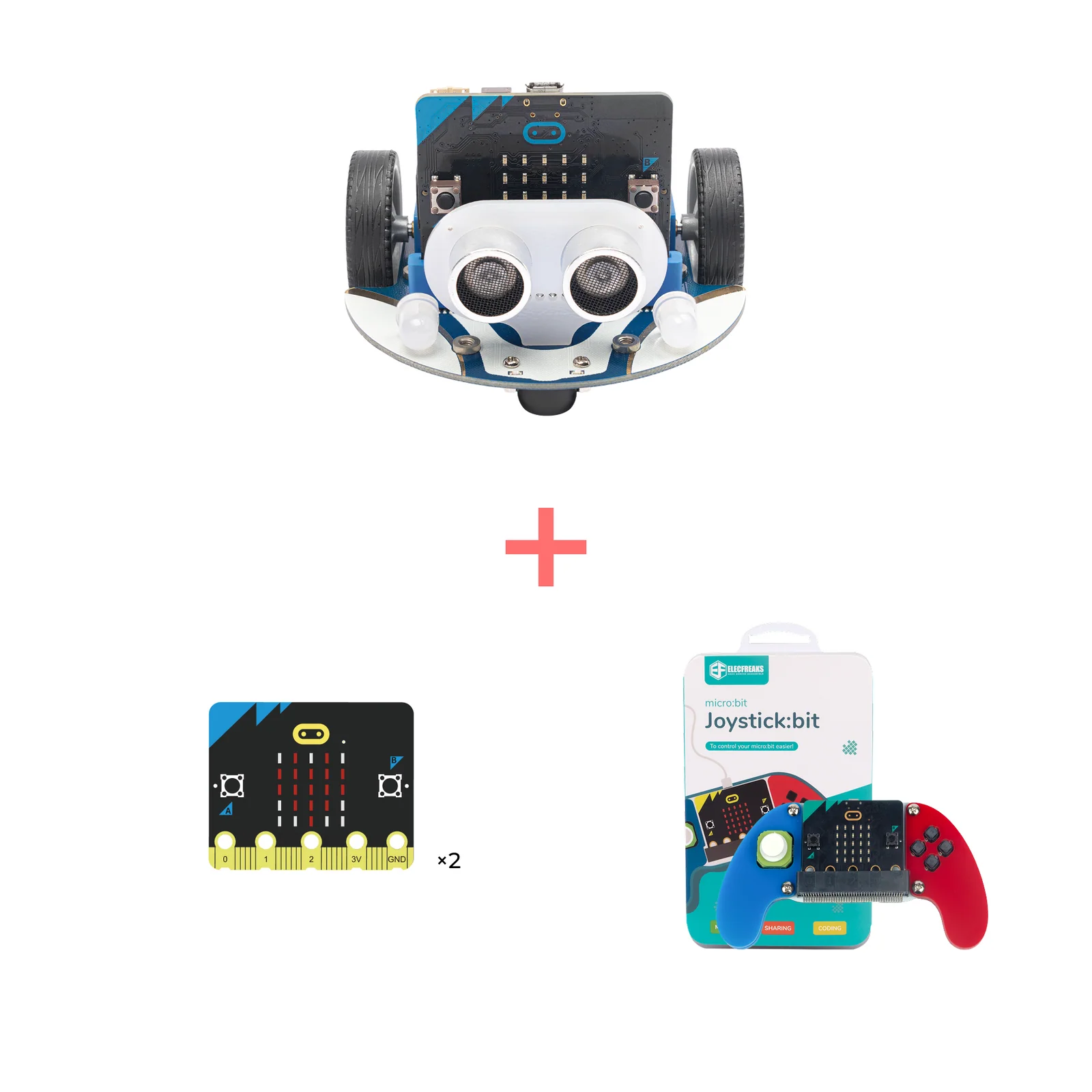 Cutebot — with ultrasonic sensor mounted