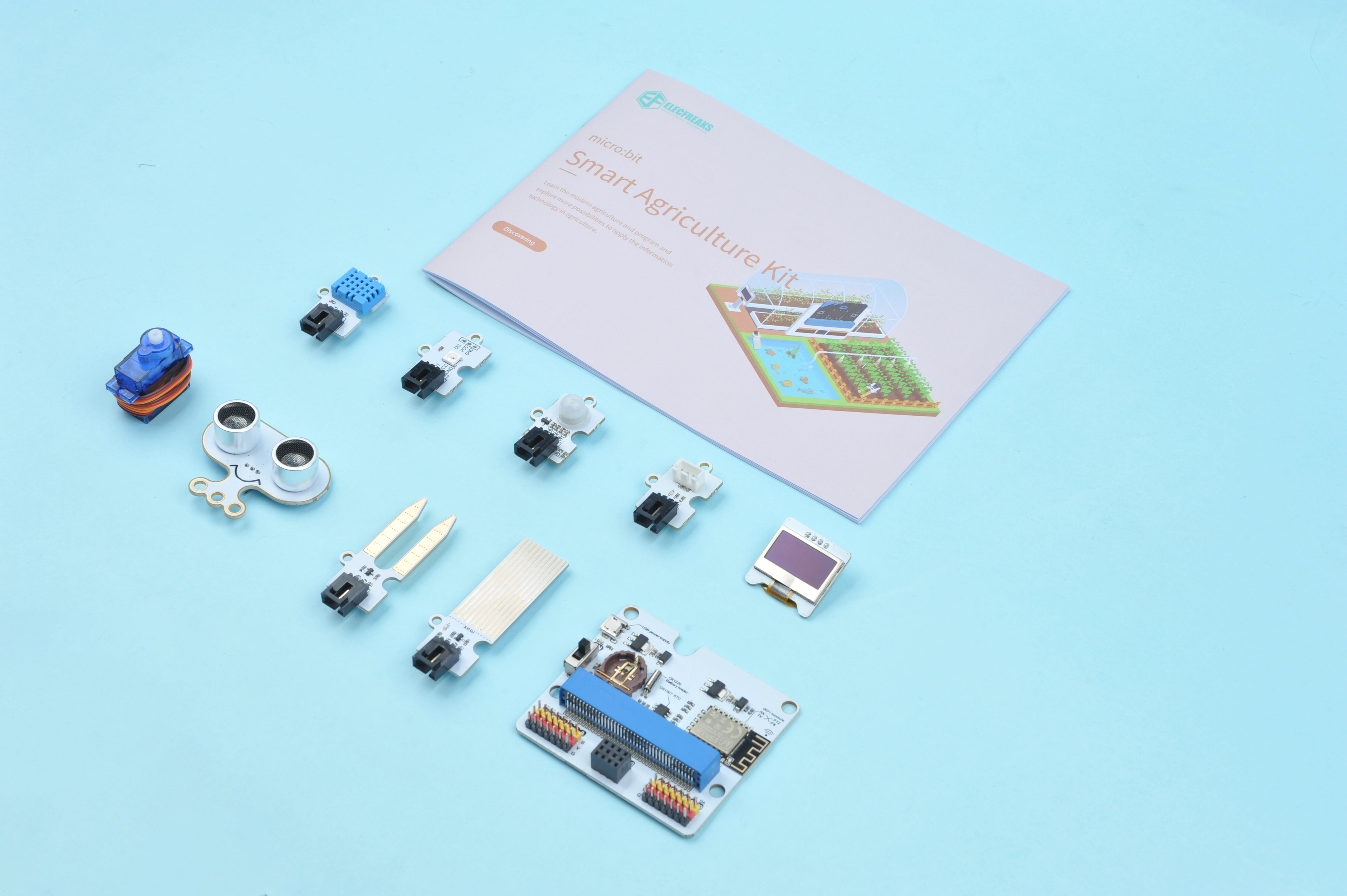 Smart Agriculture Kit — components laid out