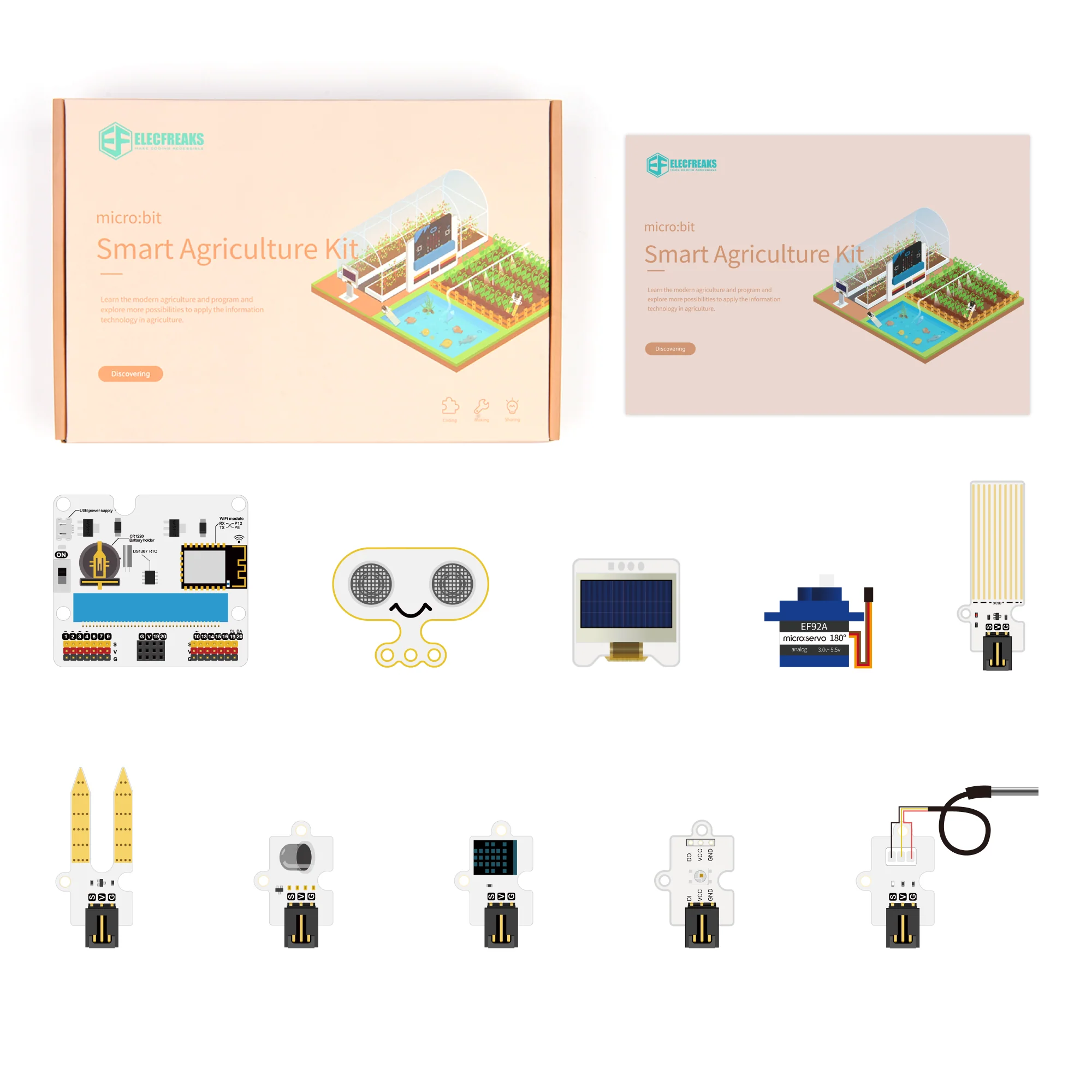 micro:bit Smart Agriculture Kit — full component spread