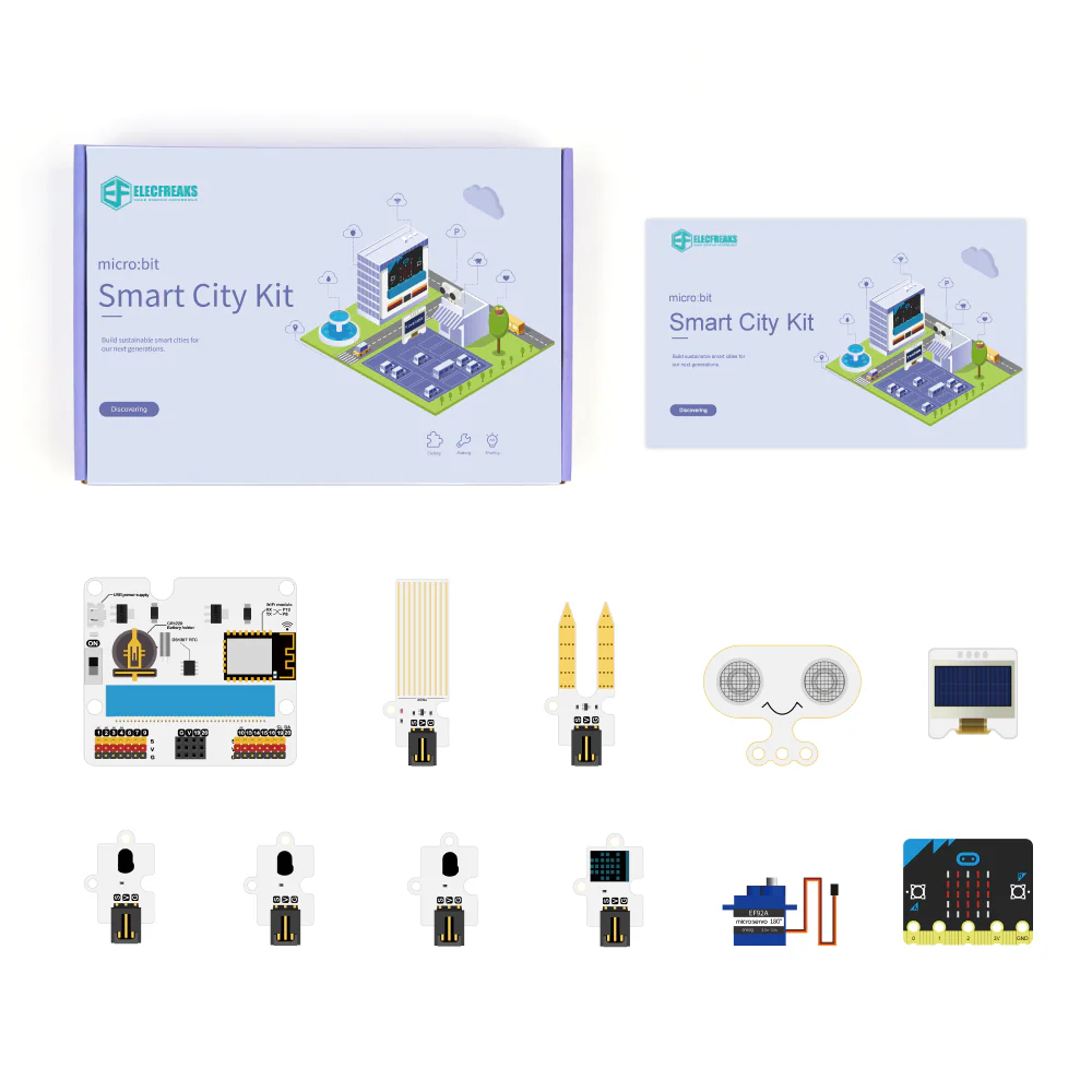 micro:bit Smart City Kit — full component spread