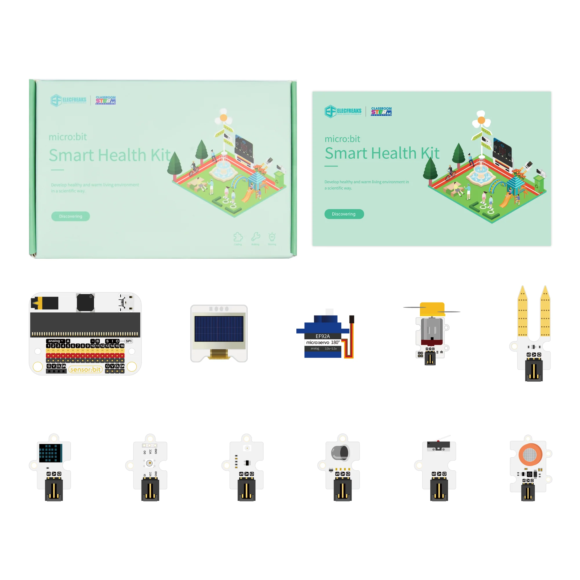 micro:bit Smart Health Kit — full component spread